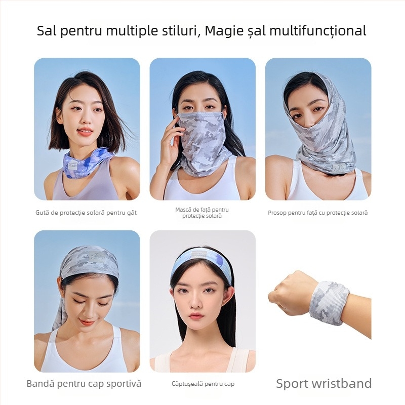 Fular de cap pentru exterior - protecţie solară, rezistent la vânt și nisip, model floral, amestec poliester/spandex, unisex; potrivit pentru ciclism și drumeții