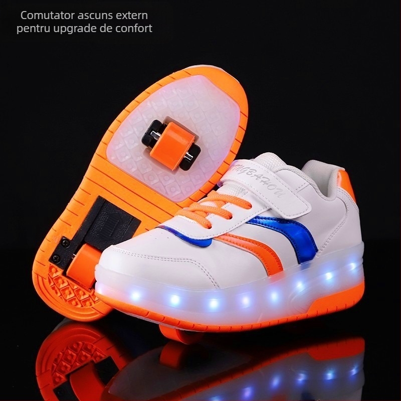Pantofi cu LED, cu două roți, PU roți, Starbar Monkey, Unisex