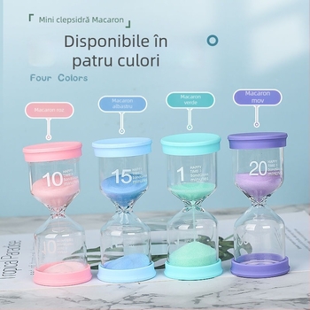 Macaron Time Clepsidră de Sticlă – Ornament de birou, design modern minimalist, lucrat manual