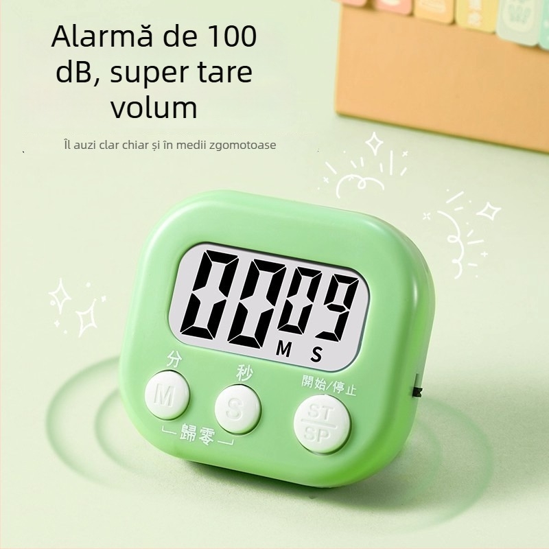 Cronometru electronic pentru studiu, cu afișaj LED, design pătrat, alimentare cu baterii, numărătoare inversă și alarmă