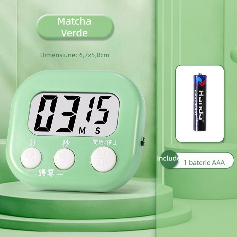 Cronometru electronic pentru studiu, cu afișaj LED, design pătrat, alimentare cu baterii, numărătoare inversă și alarmă