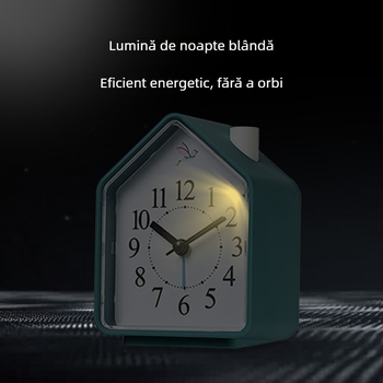 Ceas de birou cu temă cuc, silențios, alimentat cu baterii, mișcare mecanică