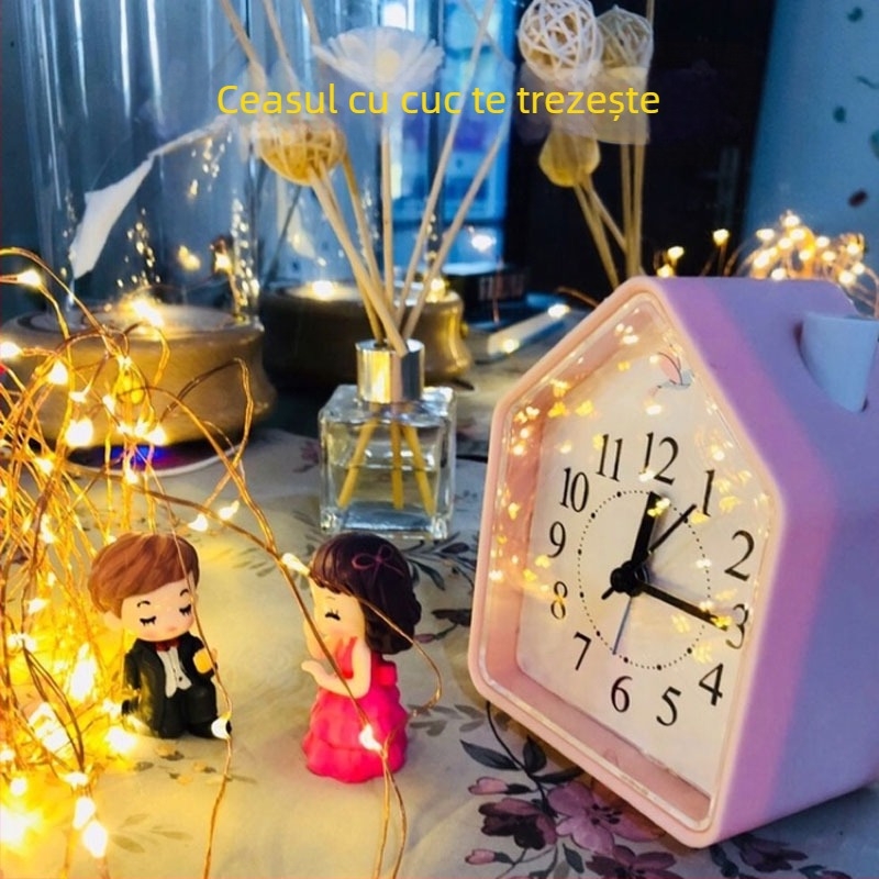 Ceas de birou cu temă cuc, silențios, alimentat cu baterii, mișcare mecanică