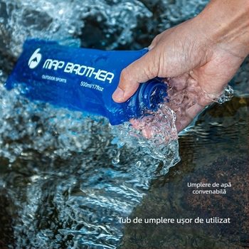 Geantă de apă moale pliabilă pentru sport, 250 ml, TPU, material impermeabil, potrivită pentru alergare, drumeții, pescuit și camping