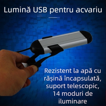 Lampa pentru acvariu cu spectru complet, USB clip-on, pentru plante acvatice, Betta și coral, 5W ABS