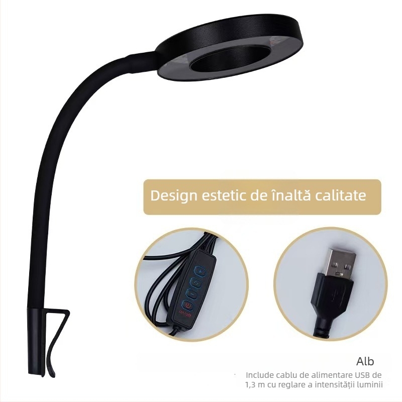 Lampa pentru acvariu cu spectru complet, USB clip-on, pentru plante acvatice, Betta și coral, 5W ABS
