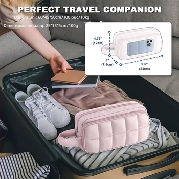 Geantă organizatoare pentru lac de unghii cu 12 compartimente, impermeabilă, cuboidă, din poliester, multifuncțională (12 compartimente; impermeabilă; cuboidă; poliester; multifuncțională)