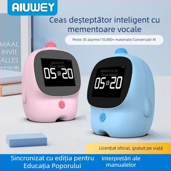 Ceas de alarmă inteligent cu ecran tactil și control vocal pentru elevi — afișaj LED, alarmă, cronograf, numărătoare înapoi, reîncărcabil.