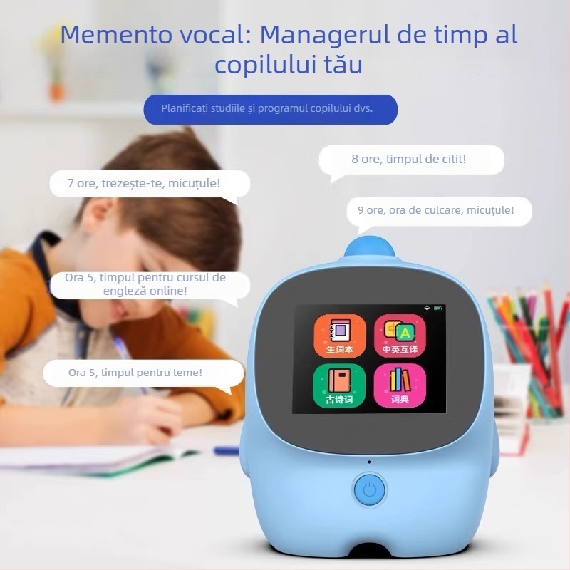Ceas de alarmă inteligent cu ecran tactil și control vocal pentru elevi — afișaj LED, alarmă, cronograf, numărătoare înapoi, reîncărcabil.