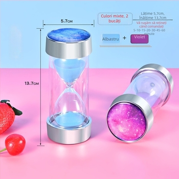Cronometru de nisip din sticlă cu cer înstelat electroplatinat, 30 de minute până la 1 oră, decor de birou