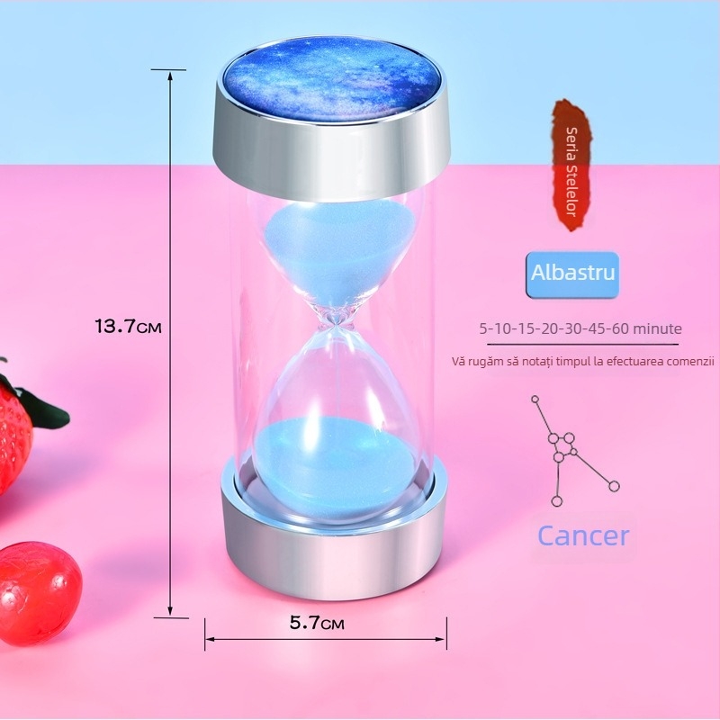 Cronometru de nisip din sticlă cu cer înstelat electroplatinat, 30 de minute până la 1 oră, decor de birou