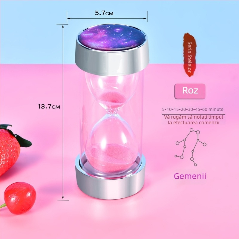 Cronometru de nisip din sticlă cu cer înstelat electroplatinat, 30 de minute până la 1 oră, decor de birou