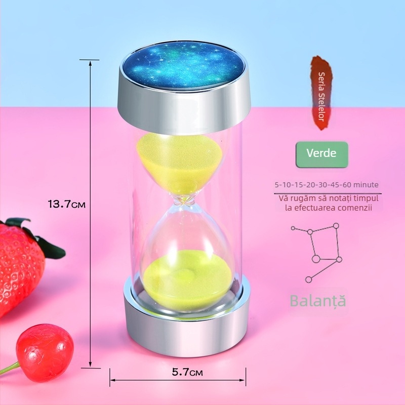 Cronometru de nisip din sticlă cu cer înstelat electroplatinat, 30 de minute până la 1 oră, decor de birou