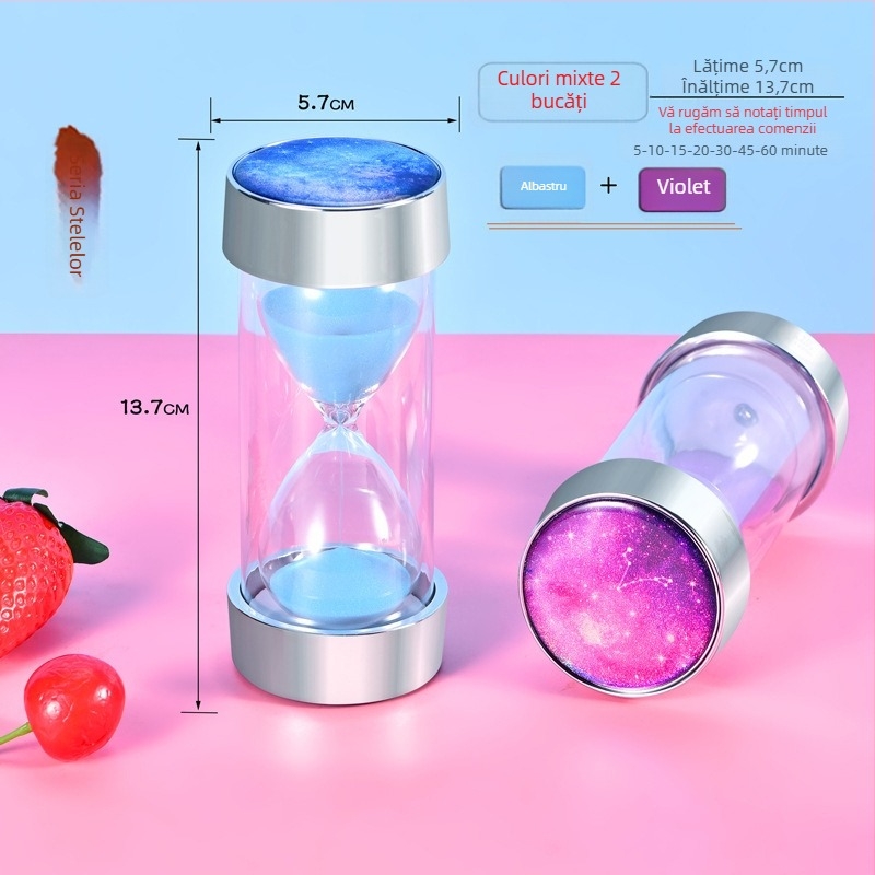 Cronometru de nisip din sticlă cu cer înstelat electroplatinat, 30 de minute până la 1 oră, decor de birou