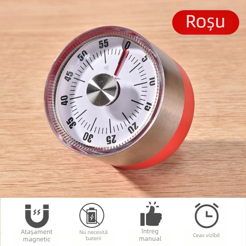 Cronometru vizual cu alarmă: Mișcare electronică, afișaj digital pentru timer, alimentare cu baterie, carcasă din plastic, formă pătrată