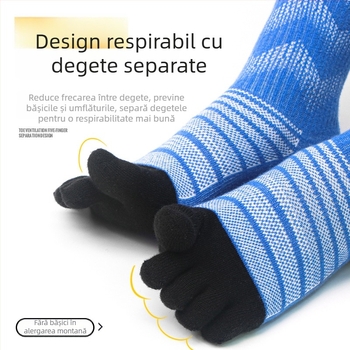 Șosete cu cinci degete pentru alergare și drumeții, respirabile, uscare rapidă, amestec din 39,3% lână merino, 42,6% acrilic, 15,6% nailon, 2,5% elastan