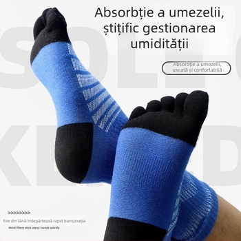 Șosete cu cinci degete pentru alergare și drumeții, respirabile, uscare rapidă, amestec din 39,3% lână merino, 42,6% acrilic, 15,6% nailon, 2,5% elastan