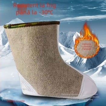 Liner de șosetă din lână de filc pentru cizme de iarnă și pantofi de apă, căptușit cu fleece, cald