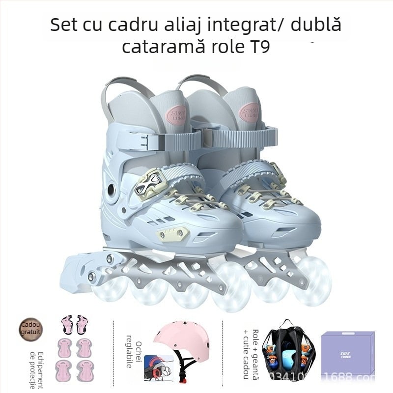 SWAY T9 Patine cu Role pentru copii, antrenament, cadru din aliaj de aluminiu integrat, partea superioară PP