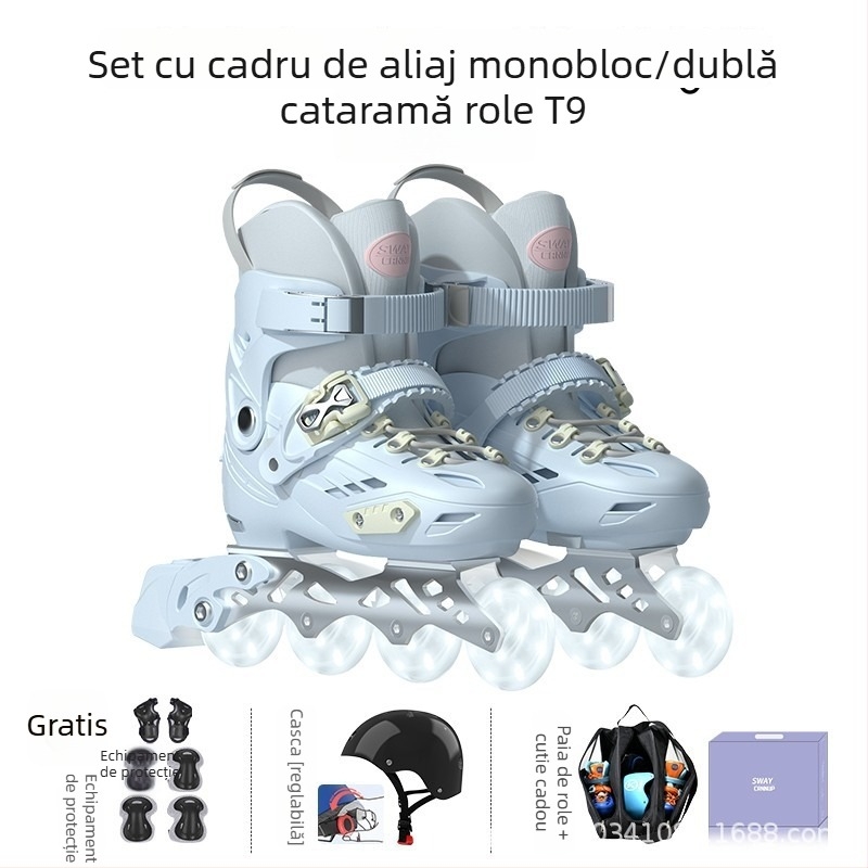 SWAY T9 Patine cu Role pentru copii, antrenament, cadru din aliaj de aluminiu integrat, partea superioară PP
