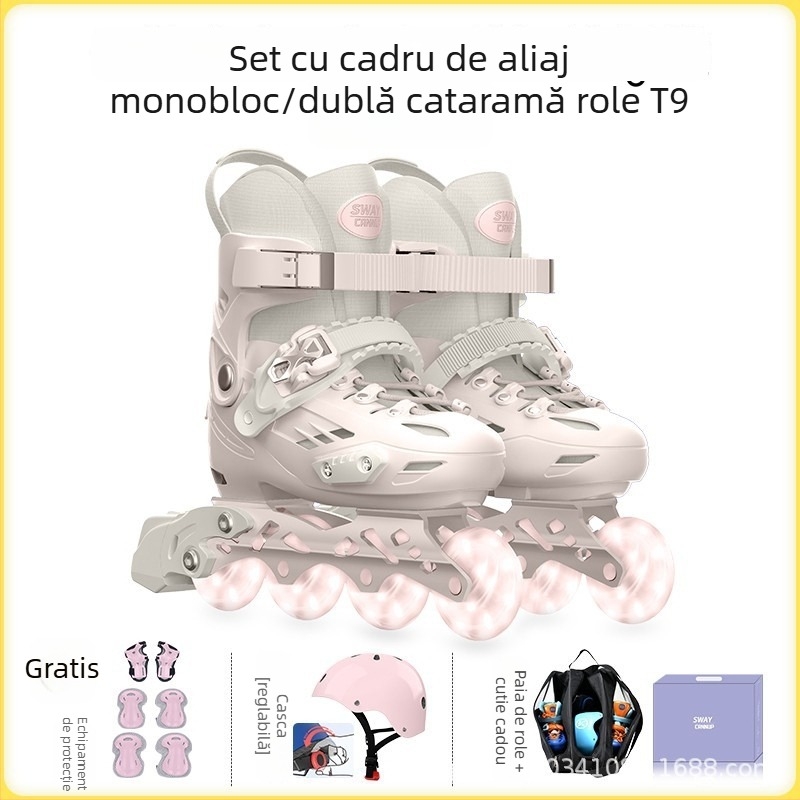 SWAY T9 Patine cu Role pentru copii, antrenament, cadru din aliaj de aluminiu integrat, partea superioară PP