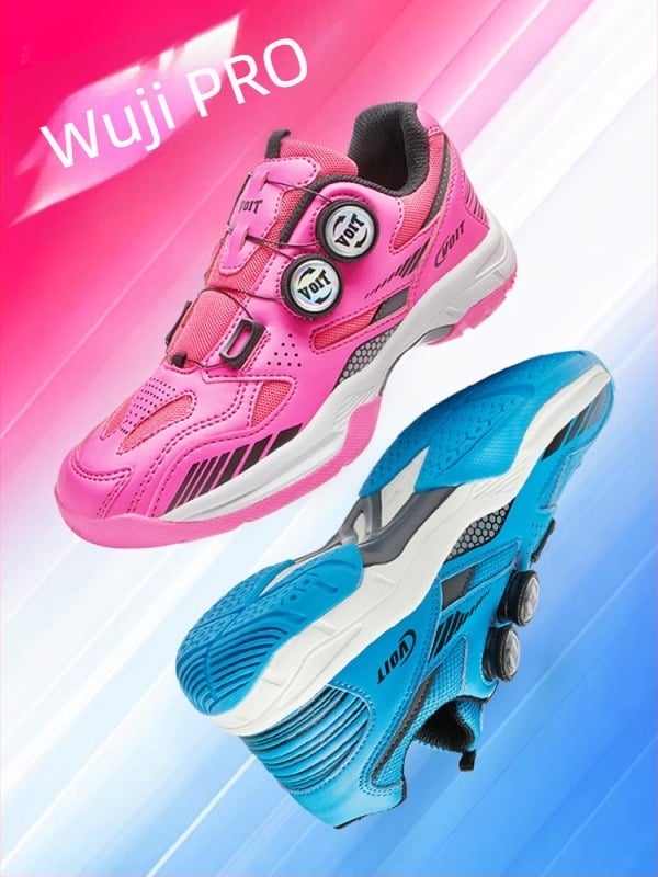 Pantofi unisex de badminton cu închidere cu cataramă, exterior din plasă respirabil, ușori, cu absorbție a șocurilor, talpă din cauciuc, talpă joasă