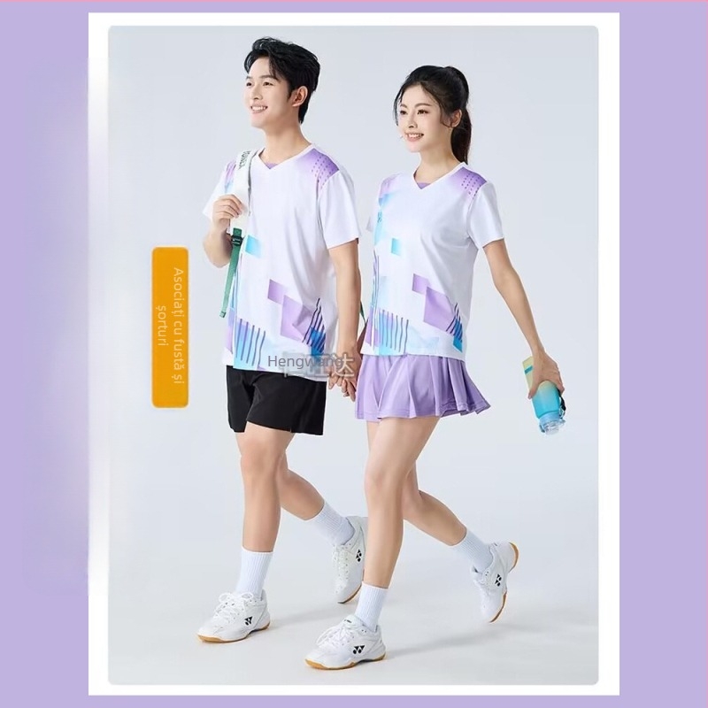 Top de antrenament unisex, uscat rapid, pentru badminton și tenis de masă – țesătură poliester, respirabil, anti-alunecare, protecție solară