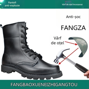 Ghete unisex din lână, căptușite cu catifea, înalte, cu vârf din oțel și talpă din oțel (Vârf din oțel, Talpă din oțel, Căptușite cu catifea, Înălțime, Iarnă)