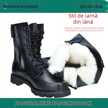 Ghete unisex din lână, căptușite cu catifea, înalte, cu vârf din oțel și talpă din oțel (Vârf din oțel, Talpă din oțel, Căptușite cu catifea, Înălțime, Iarnă)