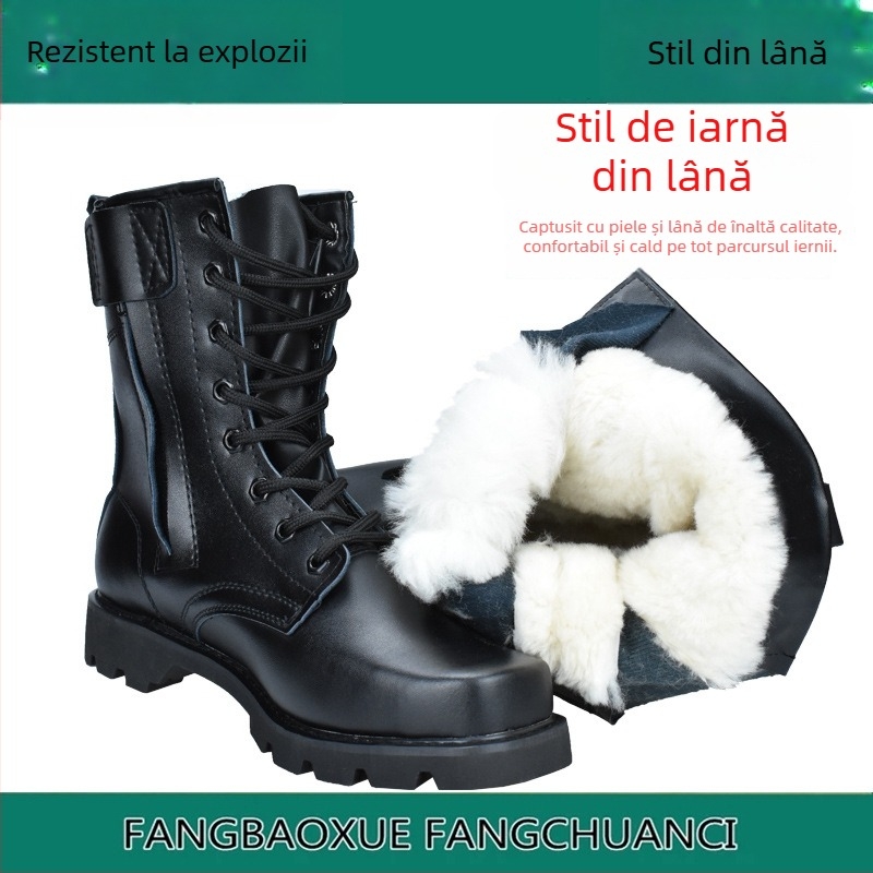 Ghete unisex din lână, căptușite cu catifea, înalte, cu vârf din oțel și talpă din oțel (Vârf din oțel, Talpă din oțel, Căptușite cu catifea, Înălțime, Iarnă)