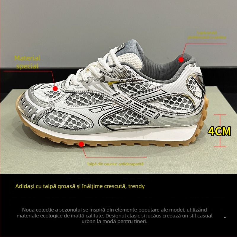 Pantofi sport casual pentru femei, cu înălțimea gleznei 3–7 cm, toc mic 1–3 cm, exterior din superfibră, talpă din cauciuc și căptușire interioară PU.