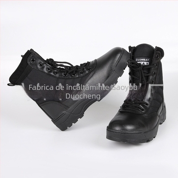 Ghete de drumeție unisex, înalte, cu model camuflaj, din țesătură Oxford