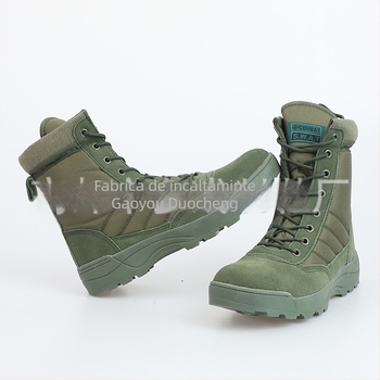 Ghete de drumeție unisex, înalte, cu model camuflaj, din țesătură Oxford