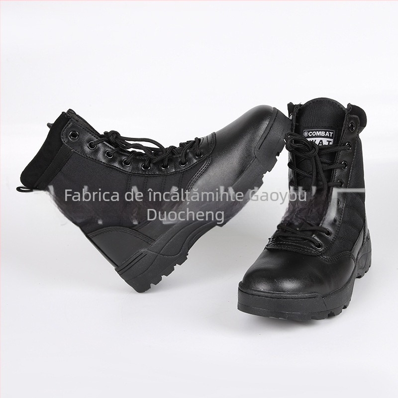 Ghete de drumeție unisex, înalte, cu model camuflaj, din țesătură Oxford