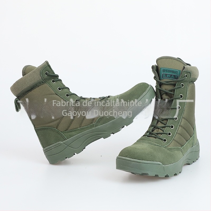 Ghete de drumeție unisex, înalte, cu model camuflaj, din țesătură Oxford