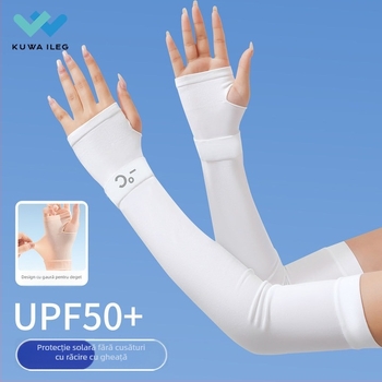 Manșete de protecție solară din mătase de gheață pentru ciclism în aer liber, protecție UV, respirabile, fără cusături (Material: mătase de gheață; Componență: nailon; Conținut 81–95%)