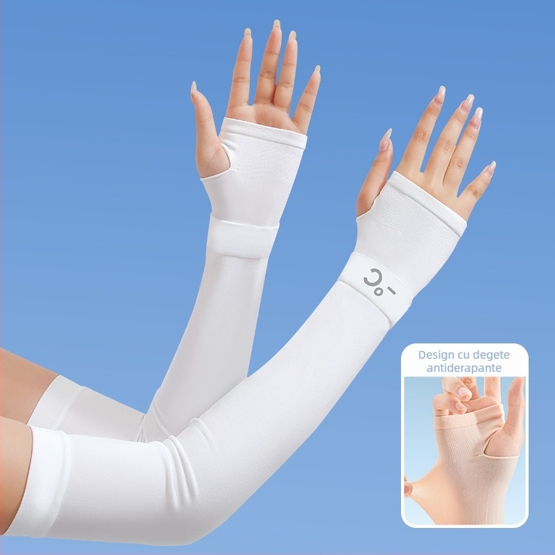 Manșete de protecție solară din mătase de gheață pentru ciclism în aer liber, protecție UV, respirabile, fără cusături (Material: mătase de gheață; Componență: nailon; Conținut 81–95%)