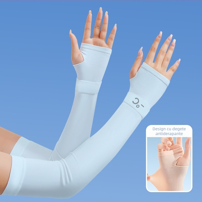 Manșete de protecție solară din mătase de gheață pentru ciclism în aer liber, protecție UV, respirabile, fără cusături (Material: mătase de gheață; Componență: nailon; Conținut 81–95%)