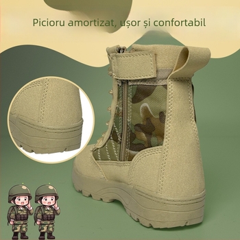 Ghete de drumeție pentru copii, camuflaj, cu înălțime înaltă, rezistente, unisex