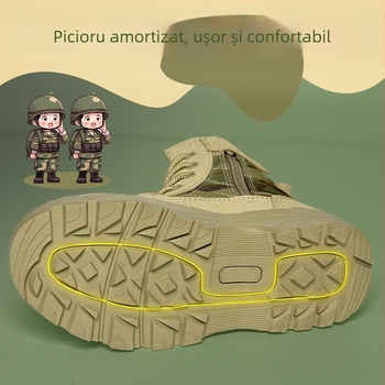 Ghete de drumeție pentru copii, camuflaj, cu înălțime înaltă, rezistente, unisex