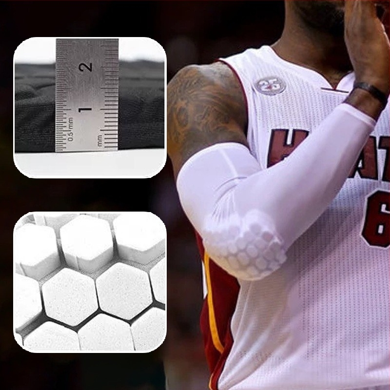 Protecție pentru cot extinsă cu Lycra, cu structură hexagonală, anti-alunecare, unisex, pentru baschet, ciclism, volei, badminton sau tenis
