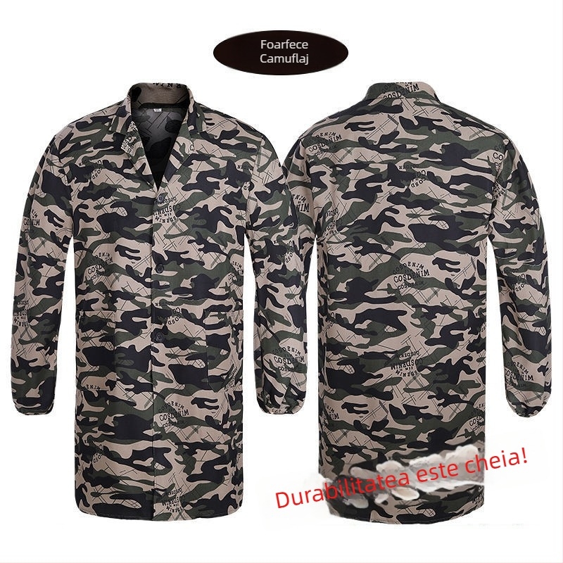 Palton de lucru camuflat pentru primăvară–toamnă, mâneci lungi, bumbac cu căptușeală din poliester, protecție împotriva murdăriei pentru logistică