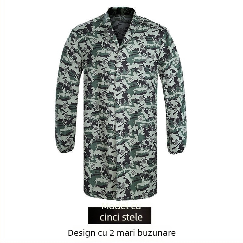 Palton de lucru camuflat pentru primăvară–toamnă, mâneci lungi, bumbac cu căptușeală din poliester, protecție împotriva murdăriei pentru logistică