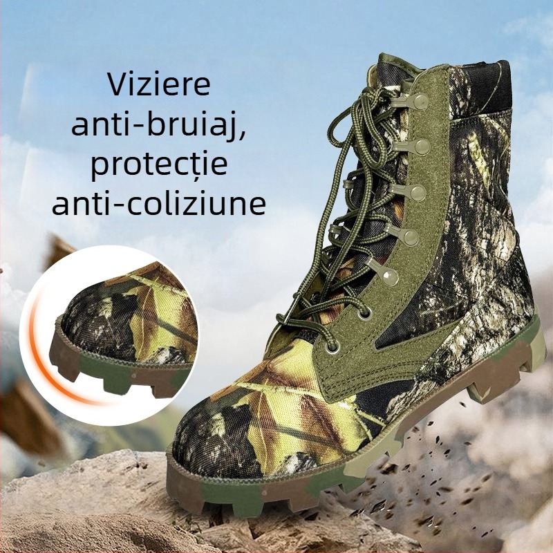 Ghete tactice de exterior camuflate, înalte, pentru adulți, unisex, stil militar deșert și junglă