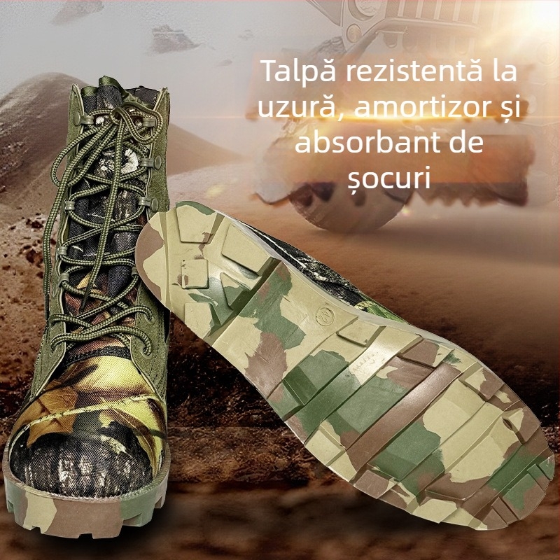 Ghete tactice de exterior camuflate, înalte, pentru adulți, unisex, stil militar deșert și junglă