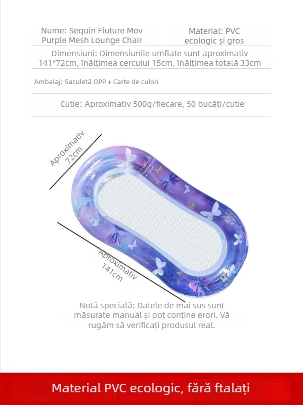 Saltea plutitoare gonflabilă din PVC pentru piscină