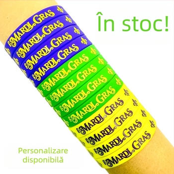 Brățară din silicon Mardi Gras – circulară, stil sport, unisex; brand Xyw, imprimare logo Can