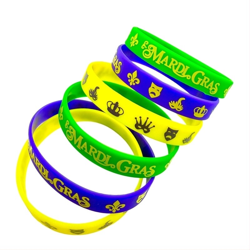 Brățară din silicon Mardi Gras – circulară, stil sport, unisex; brand Xyw, imprimare logo Can