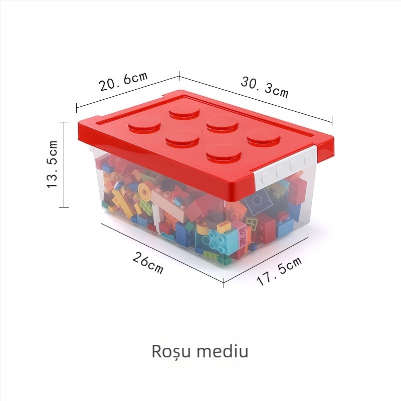 Cutie de depozitare din plastic PP cu capac, model PZS-0828, capacitate 30, rezistentă la praf, pentru jucării, telecomenzi și reviste