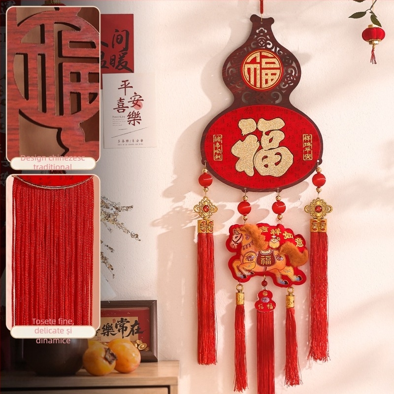 Ornament suspendat pentru ușă – Anul Calului 2026, Festivalul Primăverii, Feixunfei pluș din catifea, FXF217211